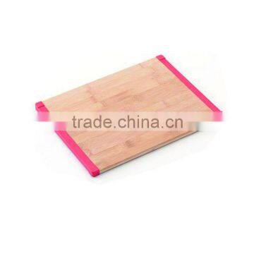 natural color bamboo cutting board with red rim on sale