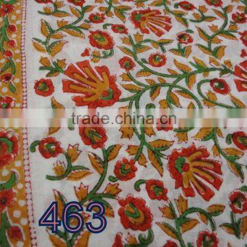 RTC-33D White Base On Flower Printed Hand Block Fabric 100% Cotton Natural Fabric Manufacturer Jaipur