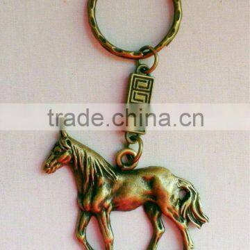 Antique bronze copper horse keychain