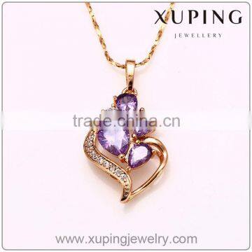 Wholesale flower design jewelry pendant, rose gold plated pendant jewelry, fashion quartz crystal pendant