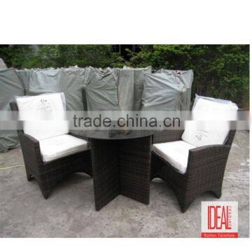 Rattan Garden Furniture Glass Top Dining Furniture Table and Chair Cane Dining Chair photo-4