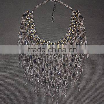 Water Drop Tassel Collar Necklace For Women Crystal Bead Brand Necklace Fashion Jewelry photo-4