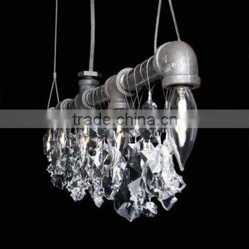 1018-9 high quality Bohemian crystal popular steel pipe 5 Light Bar Chandelier hung a hallway in front of a mirror