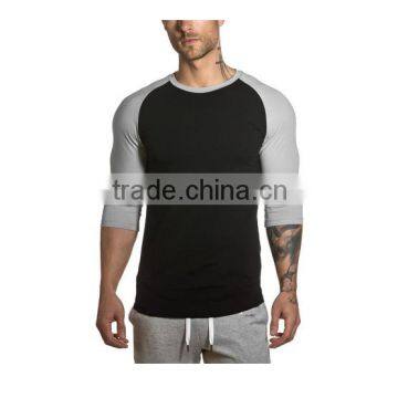 Custom 95 cotton 5 spandex 3/4 sleeve t shirts mens wholesale raglan t shirt