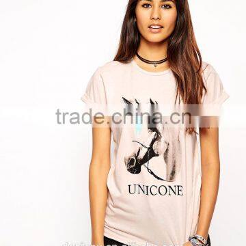 Simple T-Shirt With Animal Picture Printed photo-4