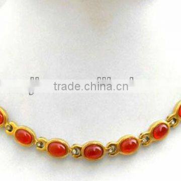 Ladies hot gemstone staniless steel necklace for wholesale #22002