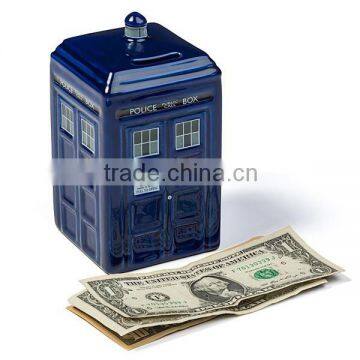 OEM ceramic piggy bank coin box police box money bank