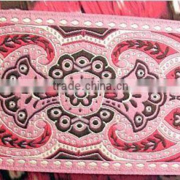 Hot pink wide woven jacquard ribbon wholesale