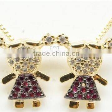 925 silver doll pendant necklace