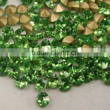 China reliable supplier full big sizes well cut ss45 peridot color pointback rhinestone chaton for fashion hats caps