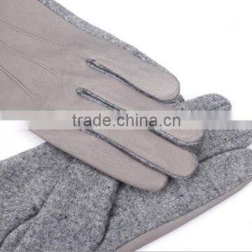 Fashion Dresses Ladies Leather Knit Blend Glove Grey With Metal Button photo-4