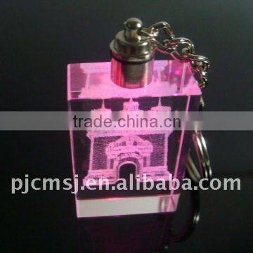 Customized Crystal 3d Logo Key Chain For Business Gift With Led Light