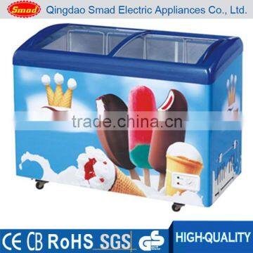 High quality glass door chest freezer/ vertical freezer