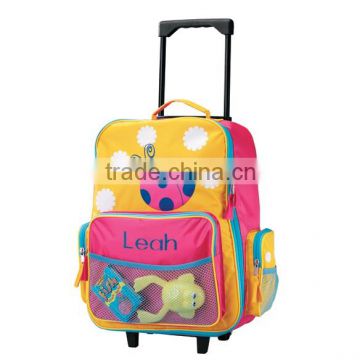 kids cartoon printing rolling trolley school bag