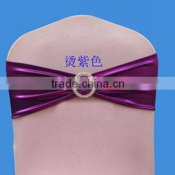 Factory Manufacturer Purple Metallic Chair Band with White Buckle Wedding Decorative