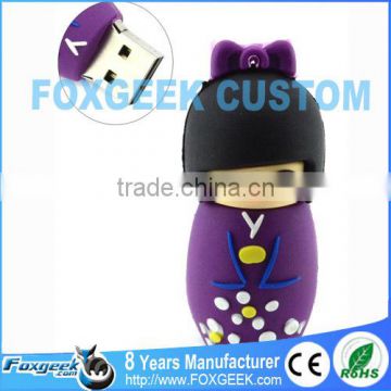 Custom USB Flash Drive Free Logo Printing Mock Up,Cartoon Character Japanese Doll USB Japan Memory Stick Wholesale