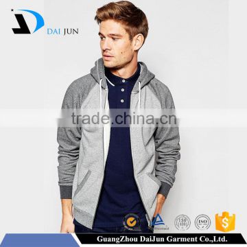 Guangzhou Daijun high quality white drawstring full zip 100 % cotton men two color hoodies