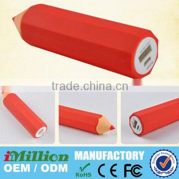 custom pvc rubber pencil shape power banks promotional