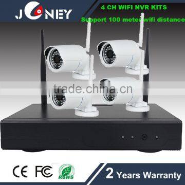 1 Mega pixels 720P 100 meters wifi distance cctv 4 channel WIFI NVR KIT