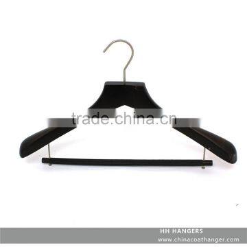 The HEAD wooden suit hanger with large space hanging bar to 5''anti slip,tube cover,shaped style,stain fitting