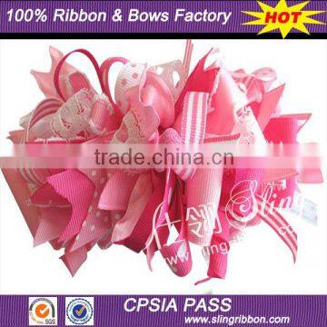 Wholesale 6 inch Pink Funky Loops Hair Bows