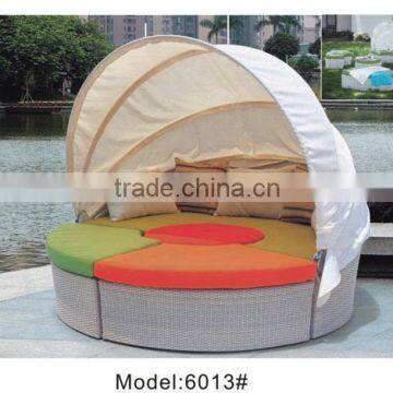 Rattan furniture wicker daybed with canopy ottoman and single seat