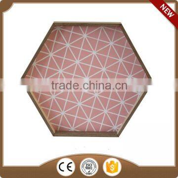Pink hexagon thin wooden tray