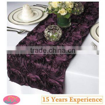 3D Satin Rosette Table Runner Ribbon Embroidery Table Runners