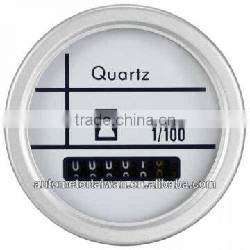 52mm 100% Waterproof hour meter gauge for yatch -white face/white stainless rim