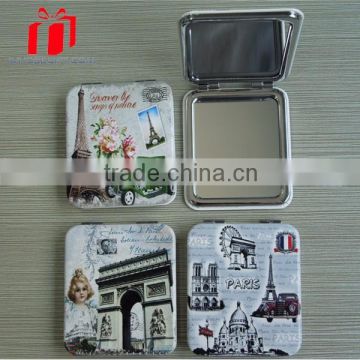 Round Metal Souvenir Pocket Mirror Wholesale Decorative Pu Mirrors