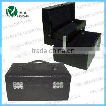 HX-P1403 ,Black Shiny PU Packing Leather Cosmetic Bag