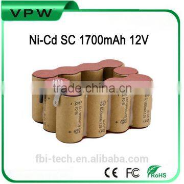 NiCd SC 1700mAh 12V Rechargeable Battery Pack