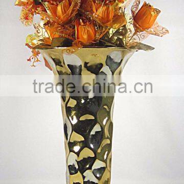 New gold Trumpet Vase For Wedding Centerpiece, Gold Fluted Vase, mosaic flower vase