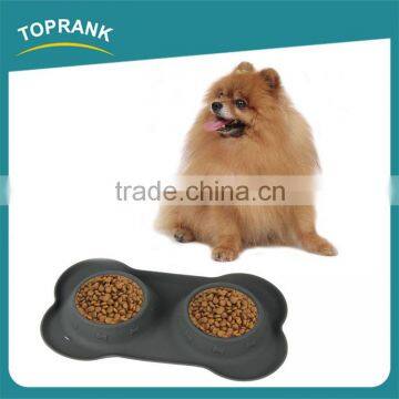 Hot sale fancy food grade rubber bone shaped dog bowl