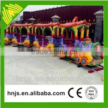 Joyful outdoor playground electric light rail train