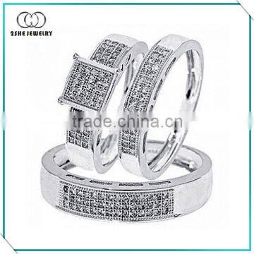 Exquisite 925 silver mens and women wedding rings