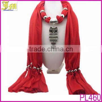 2014 Newest Fashion Ladies Owl Diamante Pendant Jewellery Necklace Neck Scarf Wrap