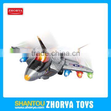 Kids model jet plane Light up battery operated motor driven bump and go musical electric flying plane