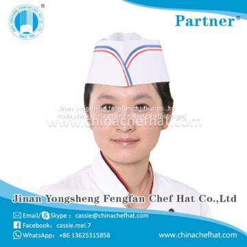 White chef hat with print logo cheap paper forage cap