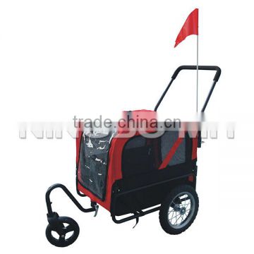 Dog Pet Bike Trailer / Stroller w/ Swivel Wheel - Red / Black