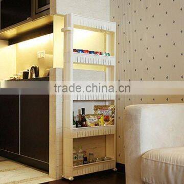 Kitchen Storage Cart Cupboard with Casters,Slide Out Storage Tower, 3 tiers,