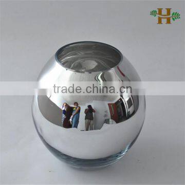 Handblown sphere shaped ball silver plating glass bowl vase