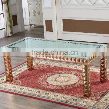 Stainless Steel Frame Adjustable Event Glass Dining Table photo-2