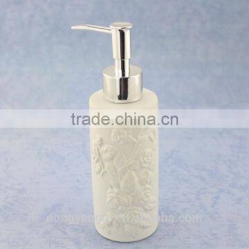 Elegant Design Embossed Liquid Bottle Bathroom Accessories Ceramic Soap Dispenser photo-2