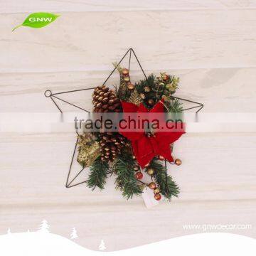 GNW CHWR-1605009 High quality pentagon shaped Christmas decoration wreath made in china