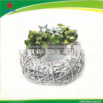 snow christmas rattan wreath for flower arrangement