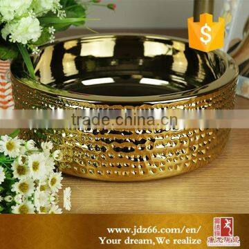 Gold Plated Art Basin Counter Top Sinks Colorful Wash Basin photo-3