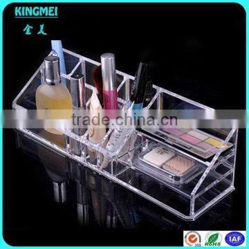Two Tiers Acrylic Cosmetic Display With Drawers to Holder Cosmetic Brush,nail photo-6