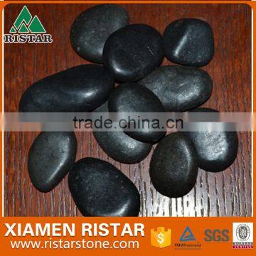 Polished black natural river pebble stone new black