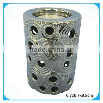 Pierced decorative ceramic candle holder